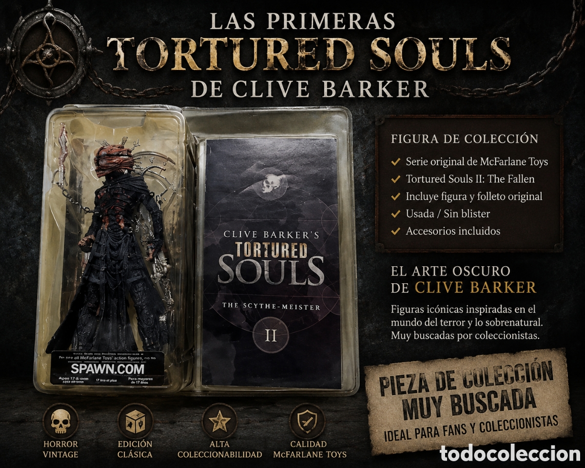 Cine: Clive Barker's Tortured Souls II: The Scythe-Meister &ndash; Figura de colecci&oacute;n horror vintage completa (
