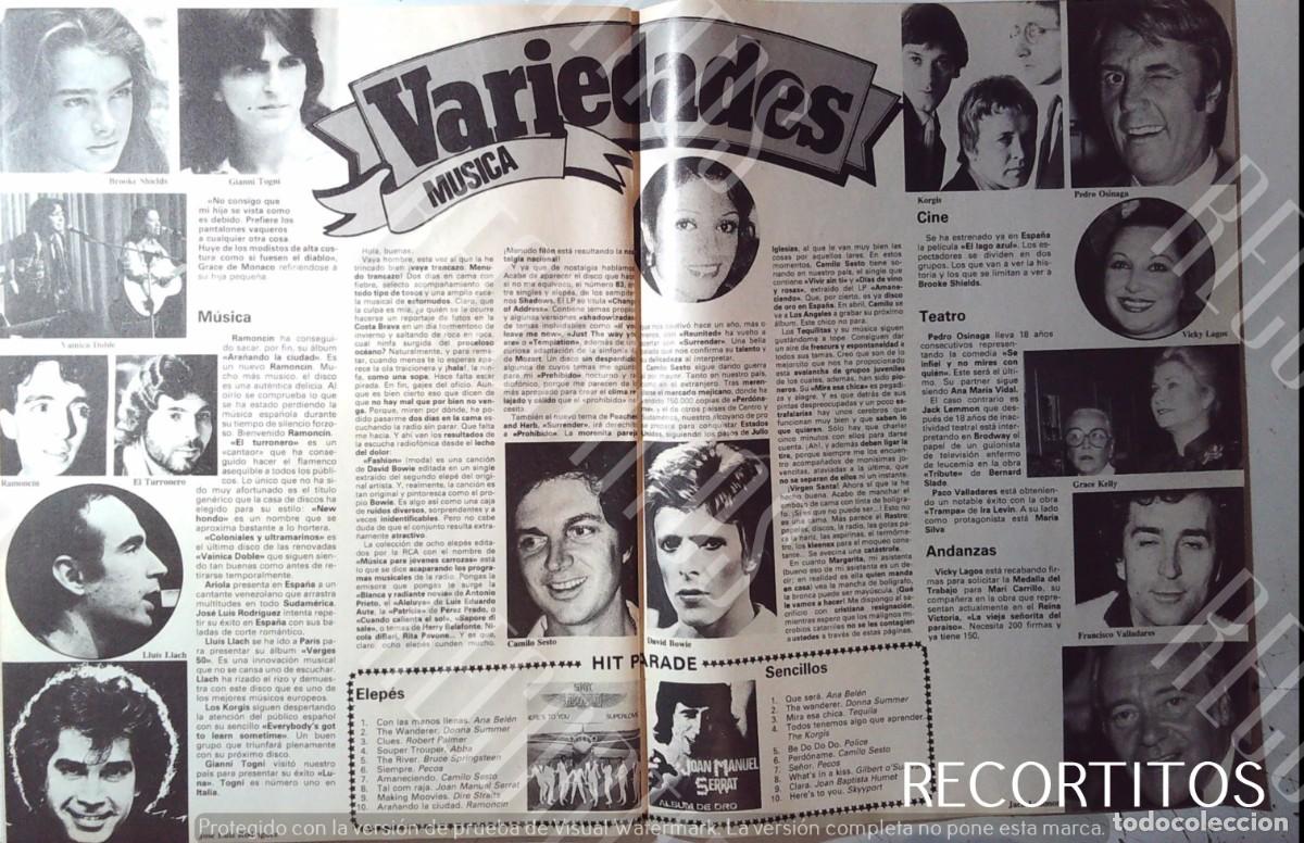 Cine: VAINICA DOBLE RAMONCIN GRACE KELLY CAMILO SESTO DAVID BOWIE SERRAT EL PUMA GIANNI TOGNI BROOKE SHIEL