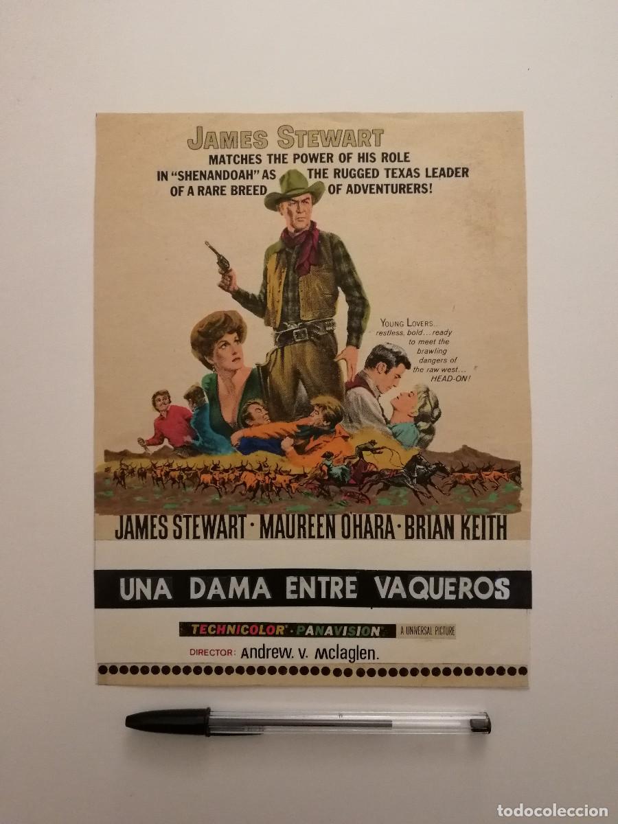 Cine: ANTIGUO ANUNCIO ENCARTONADO - UNA DAMA ENTRE VAQUEROS - JAMES STEWART - MAUREEN O'HARA