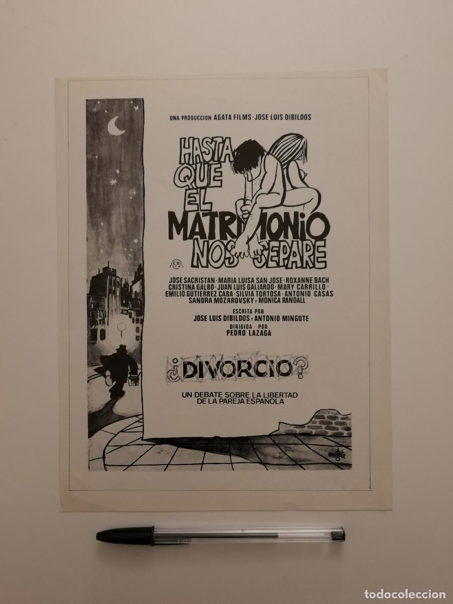 Cine: ANTIGUO ANUNCIO ACARTONADO - Hasta que el matrimonio nos separe - JOSE SACRISTAN - PUBLICIDAD