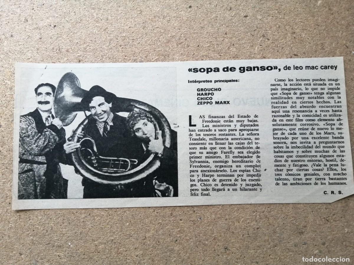 Cine: CRITICA CINEMATOGRAFICA, SOPA DE GANSO, (HERMANOS MARX)