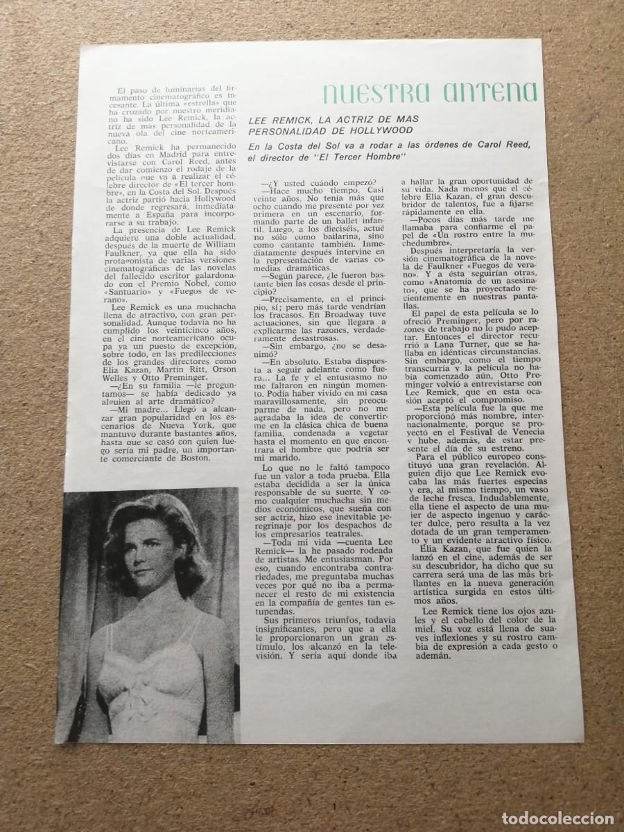 Cine: REPORTAJE. LEE REMICK , LA ACTRIZ DE MAS PERSONALIDAD DE HOLLYWOOD