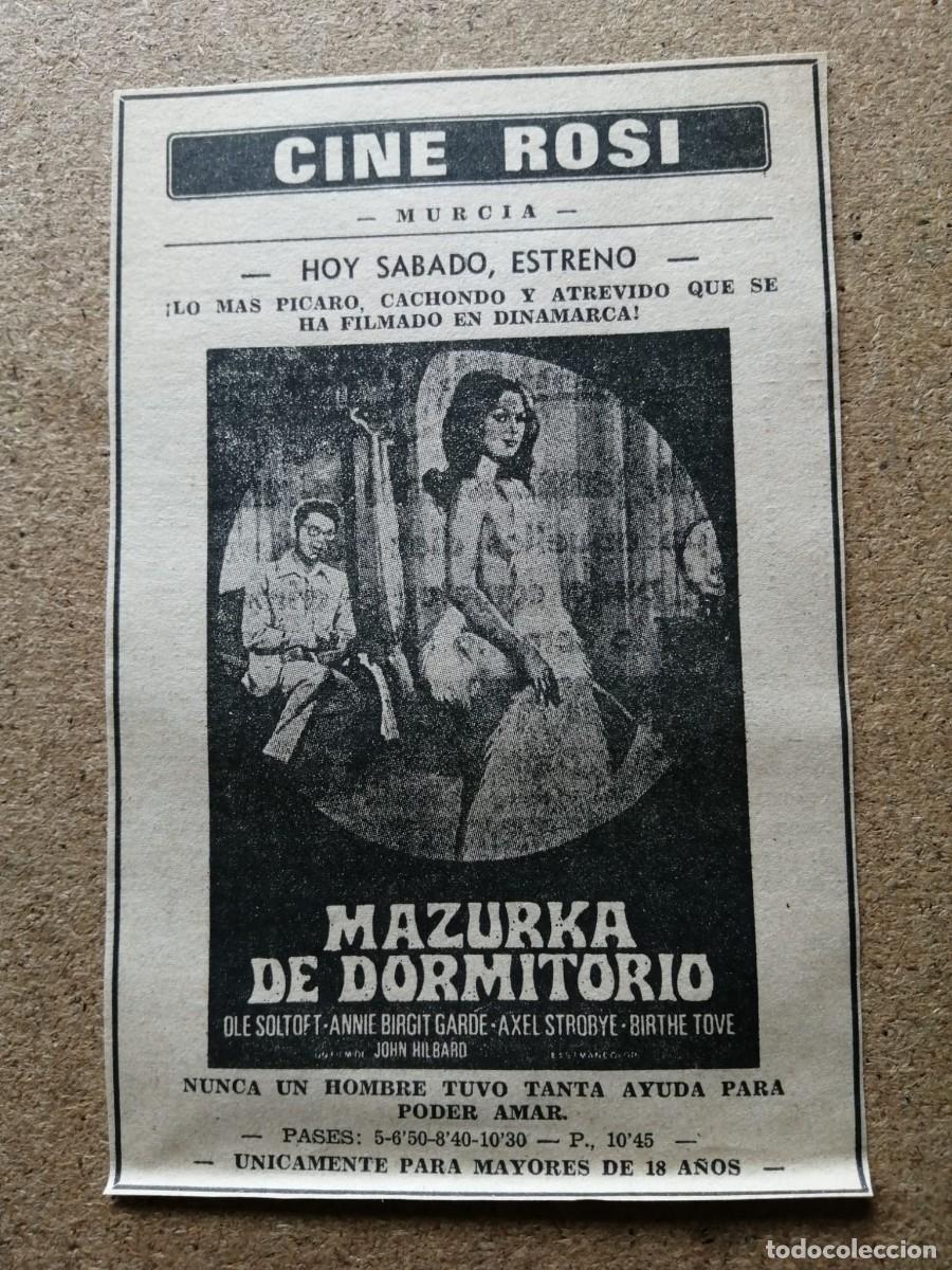 Cine: RECORTE PRENSA PELICULA. MAZURKA DE DORMITORIO (CINE ROSI, MURCIA)