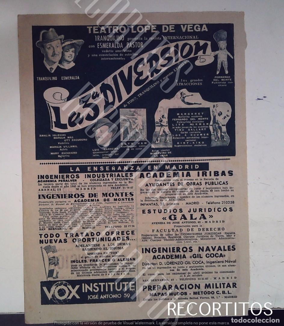 Cine: sala casablanca rossane richard chiquita herrada la tercera diversion de tono teatro lope de vega