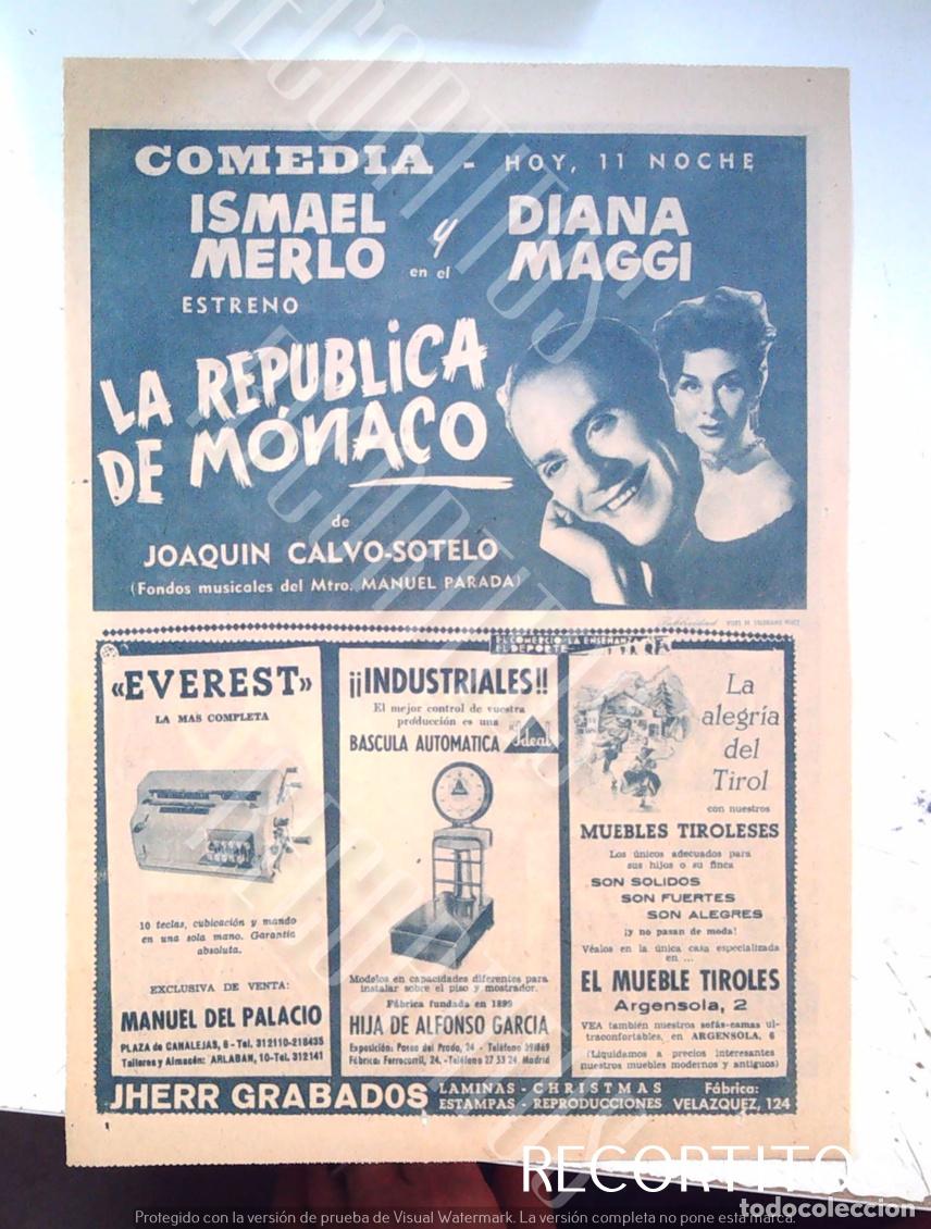 Cine: ISMAEL MERLO DIANA MAGGI JOAQUIN CALVO SOTELO ZORI SANTOS CODESO AMPARO DE LERMA
