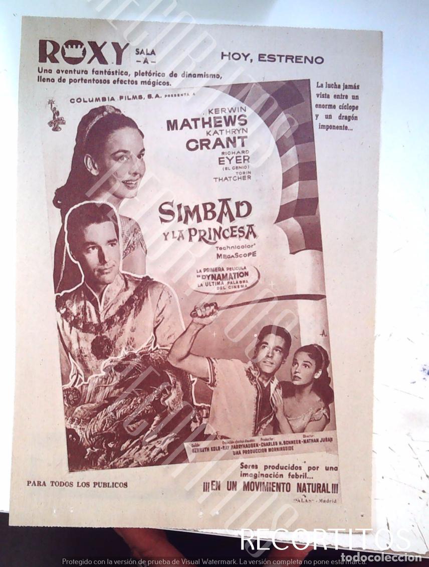 Cine: SIMBAD Y LA PRINCESA KERWIN MATHEWS KATHRYN CRANT POLEROUTER GENEVE UNIVERSAL RELOJ