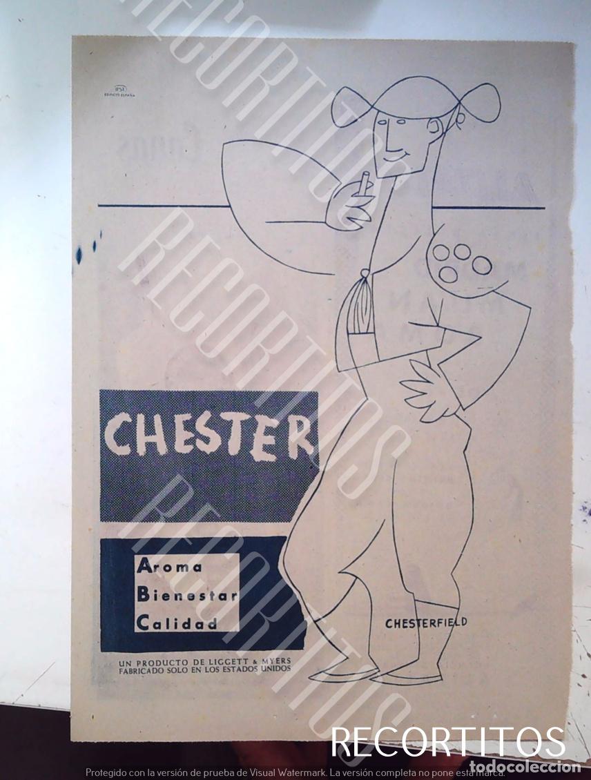 Cine: CHESTERFIELD CHESTER EL TABOACO CIGARRILLOS DE LIGGETT MYERS IPSA PICASSO TORERO ALITALIA