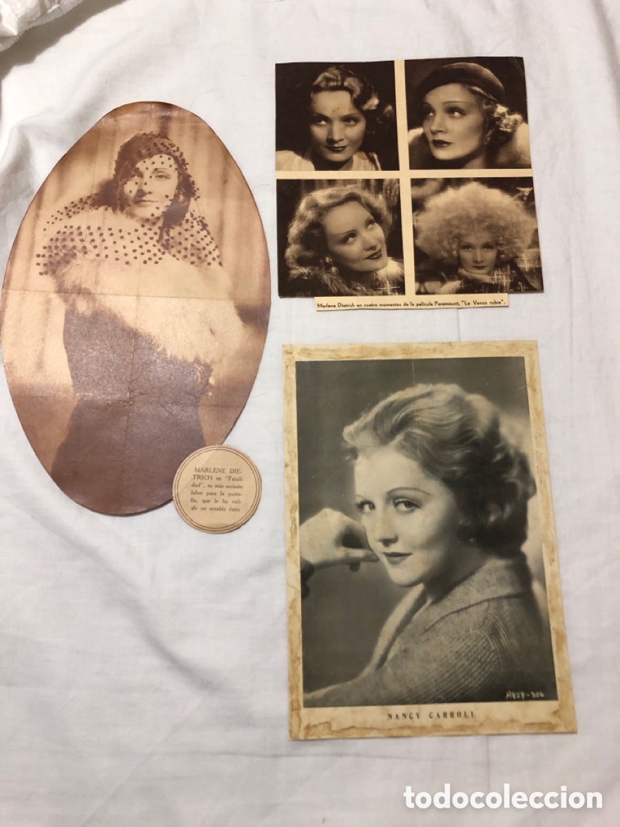 Cine: Fotograf&iacute;a antigua de Nancy Carroll y recortes de revistas de Marlene Dietrich a&ntilde;os 30