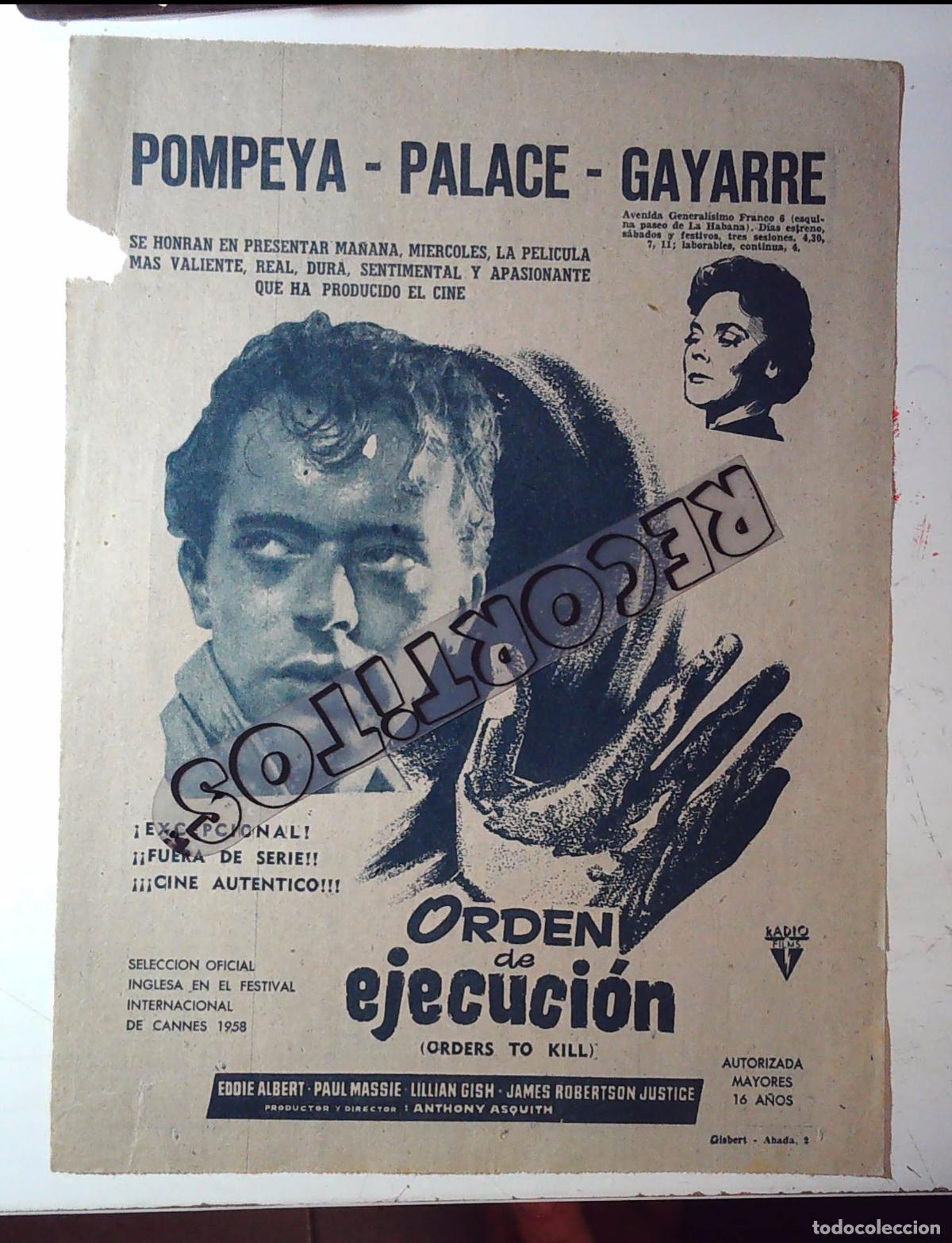 Cine: ORDERS TO KILL ORDEN DE EJECUCION PAQUITA RICO MERCEDES VECINO VICENTE PARRA LUISA PRADO RIBADELAGO