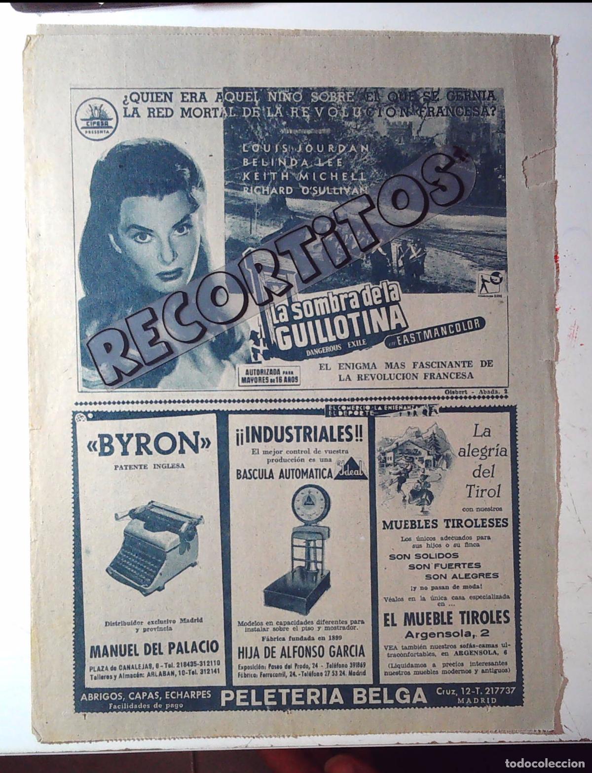 Cine: LA SOMBRA DE LA GUILLOTINA LOUISJORDAN BELINDA LEE RICHARD OSULLIVAN EL PUERTO DE SANTA MARIA SANZ