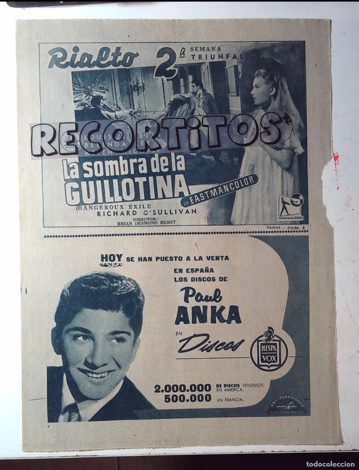 Cine: LA SOMBRA DE LA GUILLOTINA LOUISJORDAN BELINDA LEE RICHARD OSULLIVAN PAUL ANKA ANTONIO GALLEGO BURIN