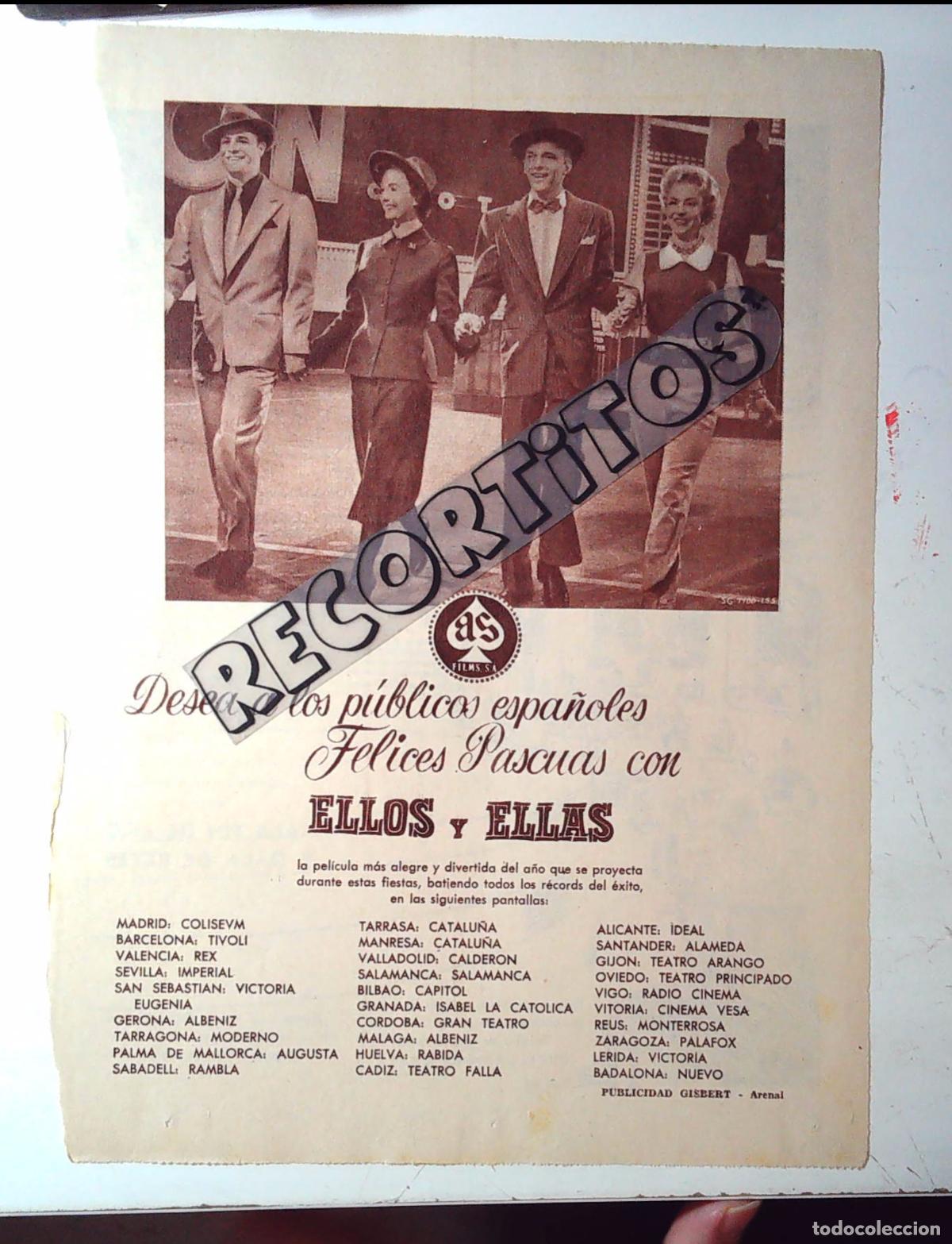 Cine: ELLOS Y ELLAS MARLON BRANDO FRANK SINATRA JEAN SIMMONS VIVIAN BLAINE SALA PASAPOGA GALA FIN DE A&Ntilde;O N