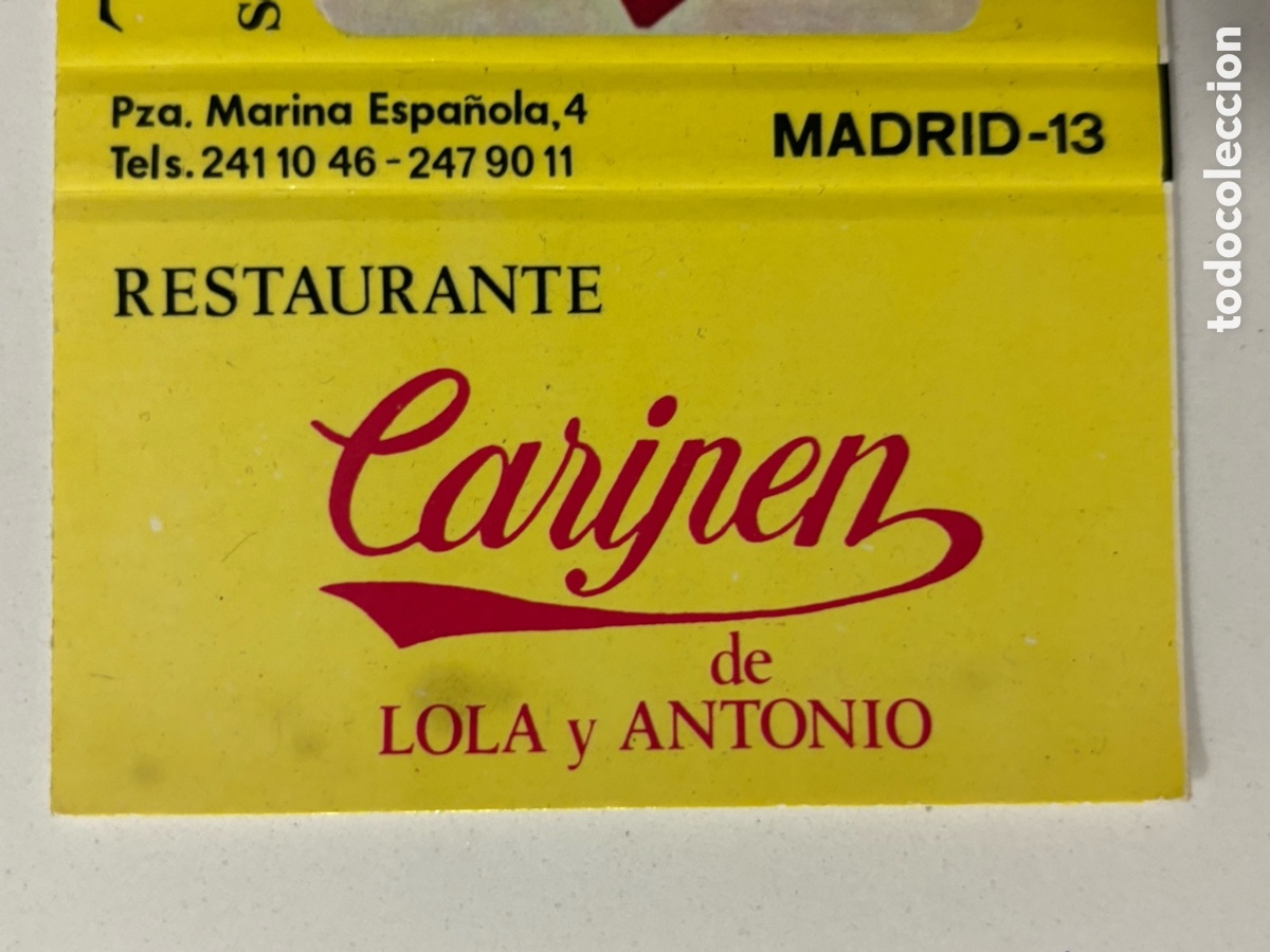 Cine: Restaurante Caripen de Lola Flores y Antonio Gonz&aacute;lez Caja de cerillas