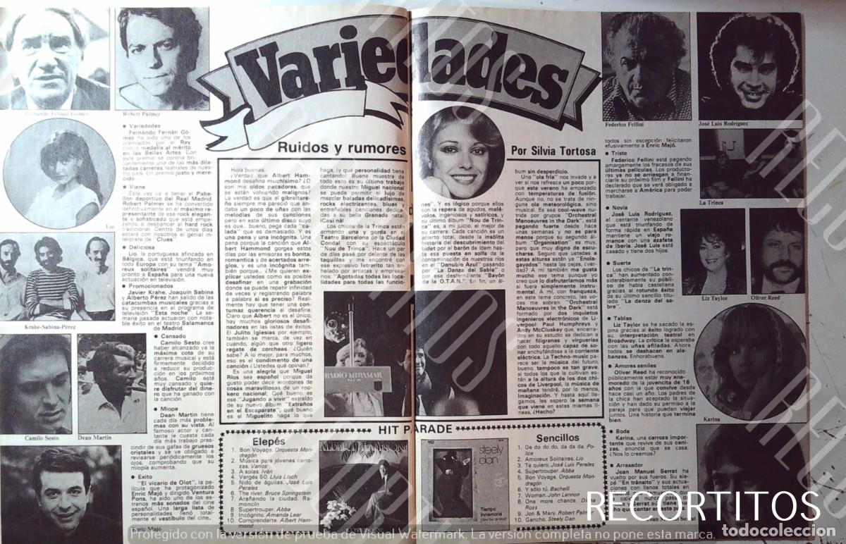 Cine: KARINA LA TRINCA EL PUMA SERRAT LIZ TAYLOR MIGUEL RIOS LIO CAMILO SESTO ENRIC MAJO TORTOSA SILVIA