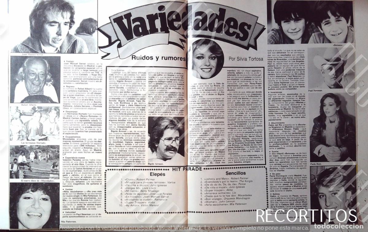 Cine: SILVIA TORTOSA BOTONES PAOLA BOSE PAUL NEWMAN PECOS BIGOTE ARROCET MOCEDADES LAS HERMANAS HURADO