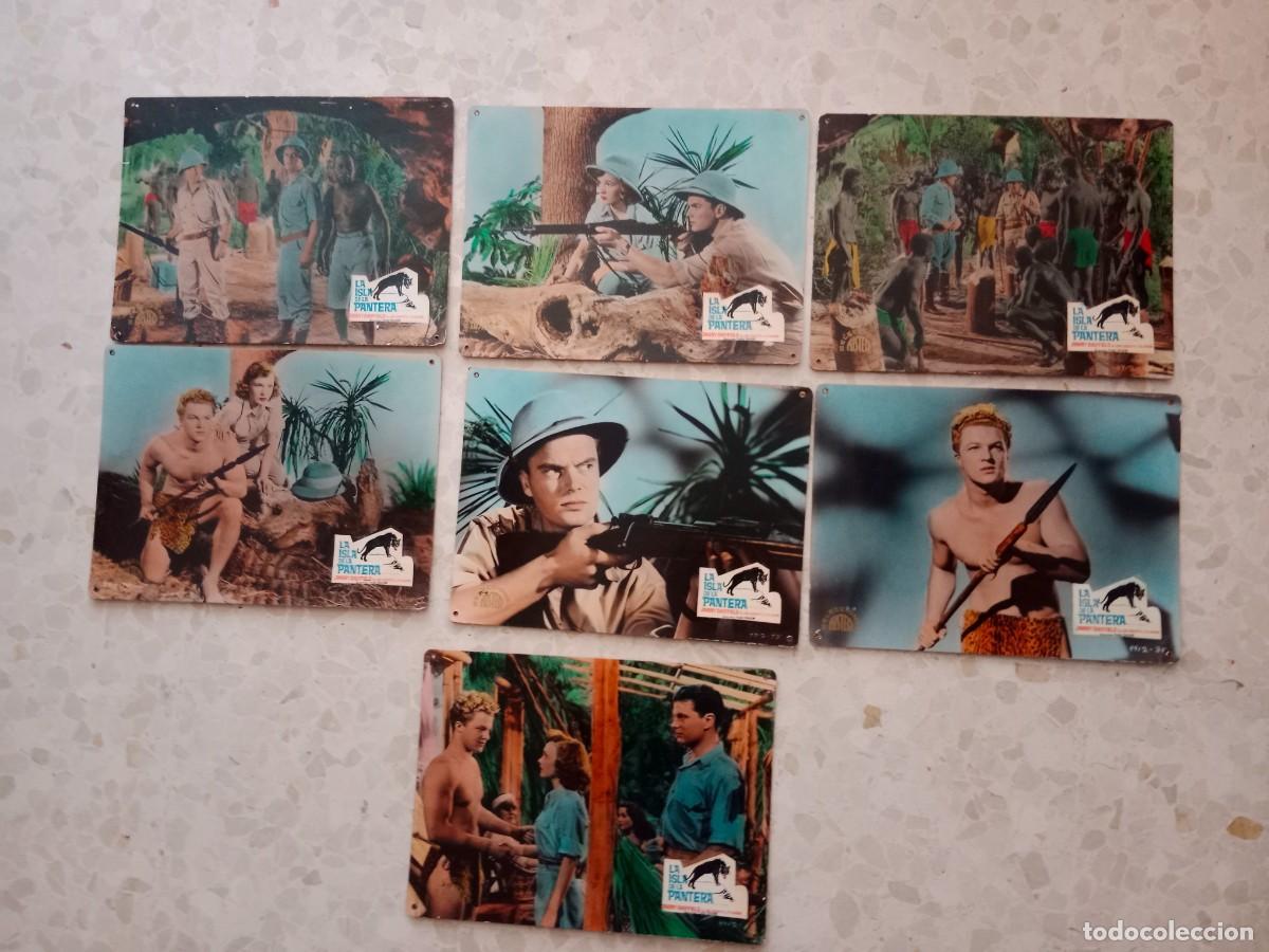 Cine: 7 FOTOGRAMAS CARTELERA CINE SOBRE CARTON LA ISLA DE LA PANTERA JOHNNY SHEFFIELD ALLENE ROBERTS - ORG