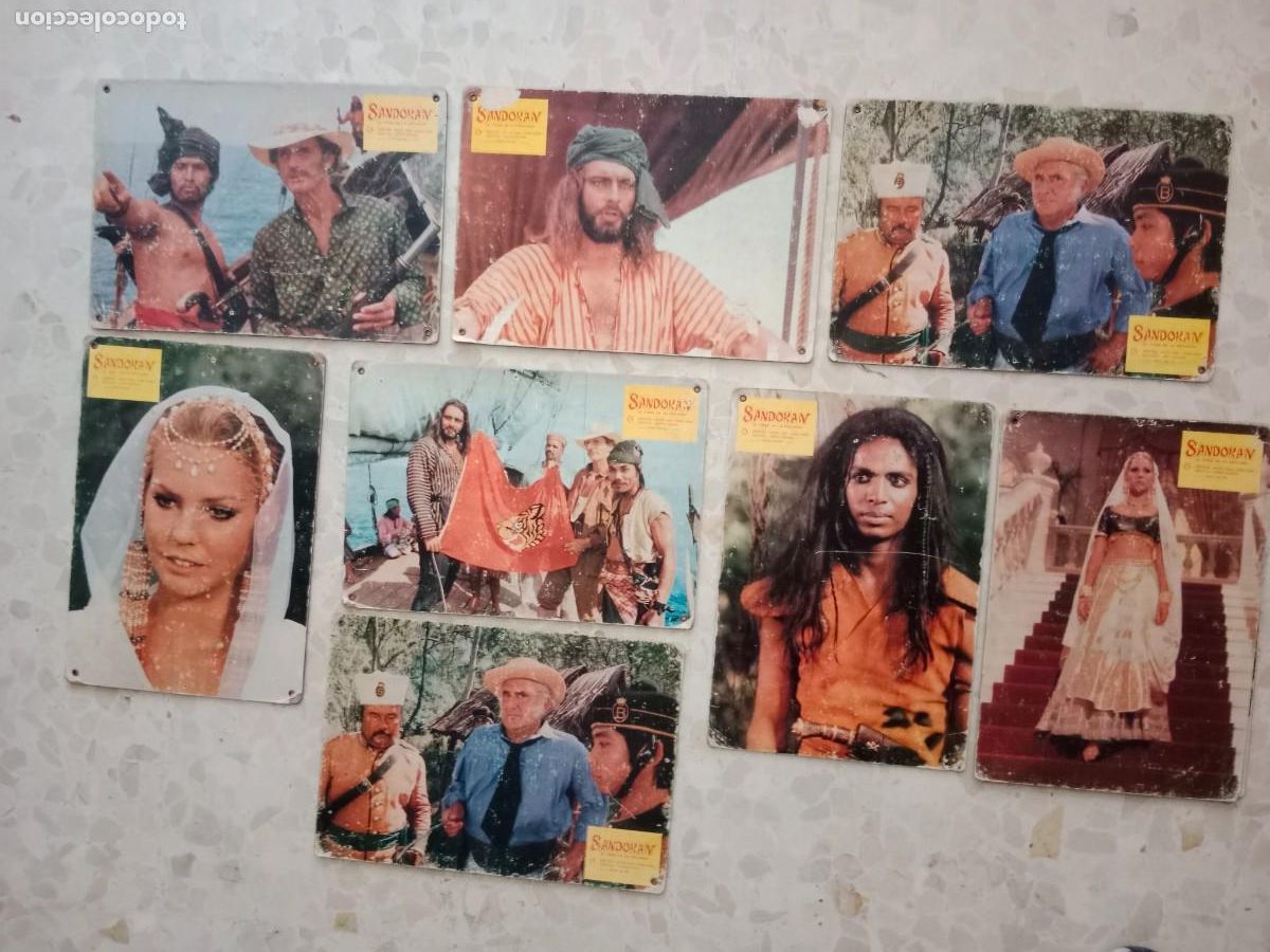 Cine: 8 FOTOGRAMAS CARTELERA CINE SOBRE CARTON - SANDOKAN - EL TIGRE DE MALASIA
