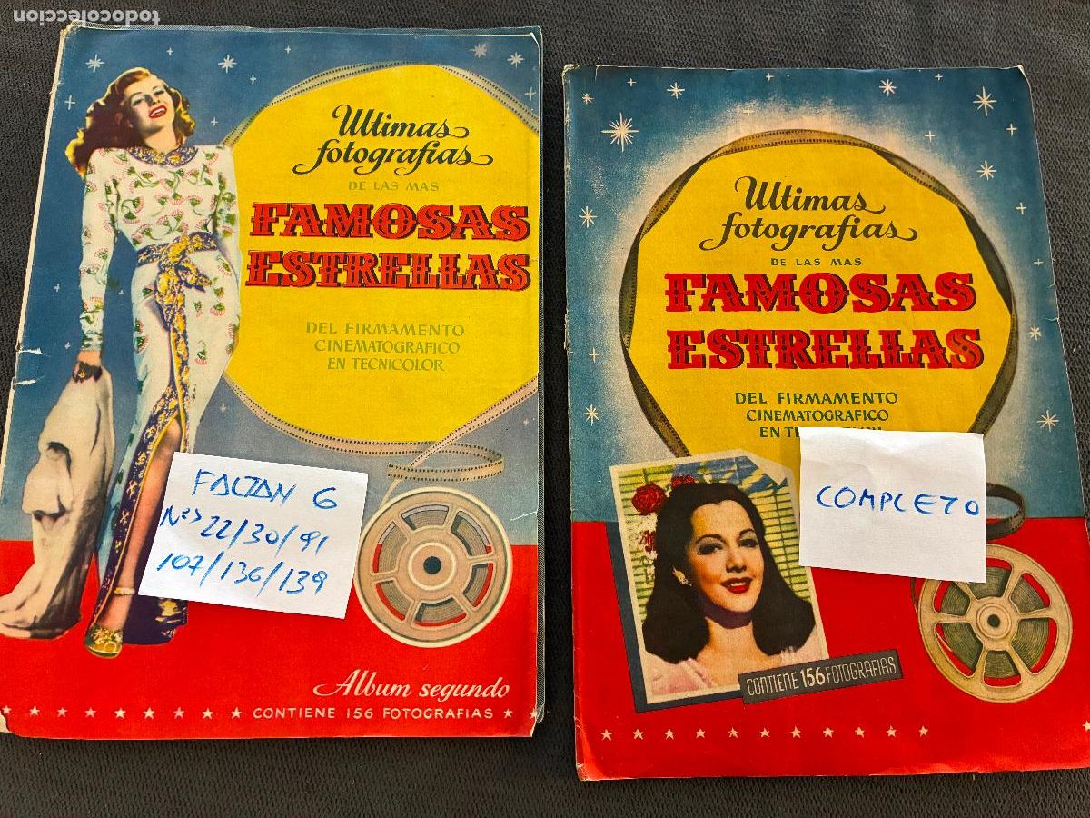 Cine: dos albumes cromos ultimas fotografias las mas famosas estrellas de cine uno completo otro faltan 6