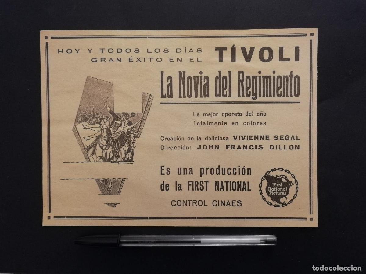 Cine: ANTIGUO ANUNCIO ENCARTONADO - LA NOVIA DEL REGIMIENTO - MUSICAL-JOHN FRANCIS DILLON - Vivienne Segal
