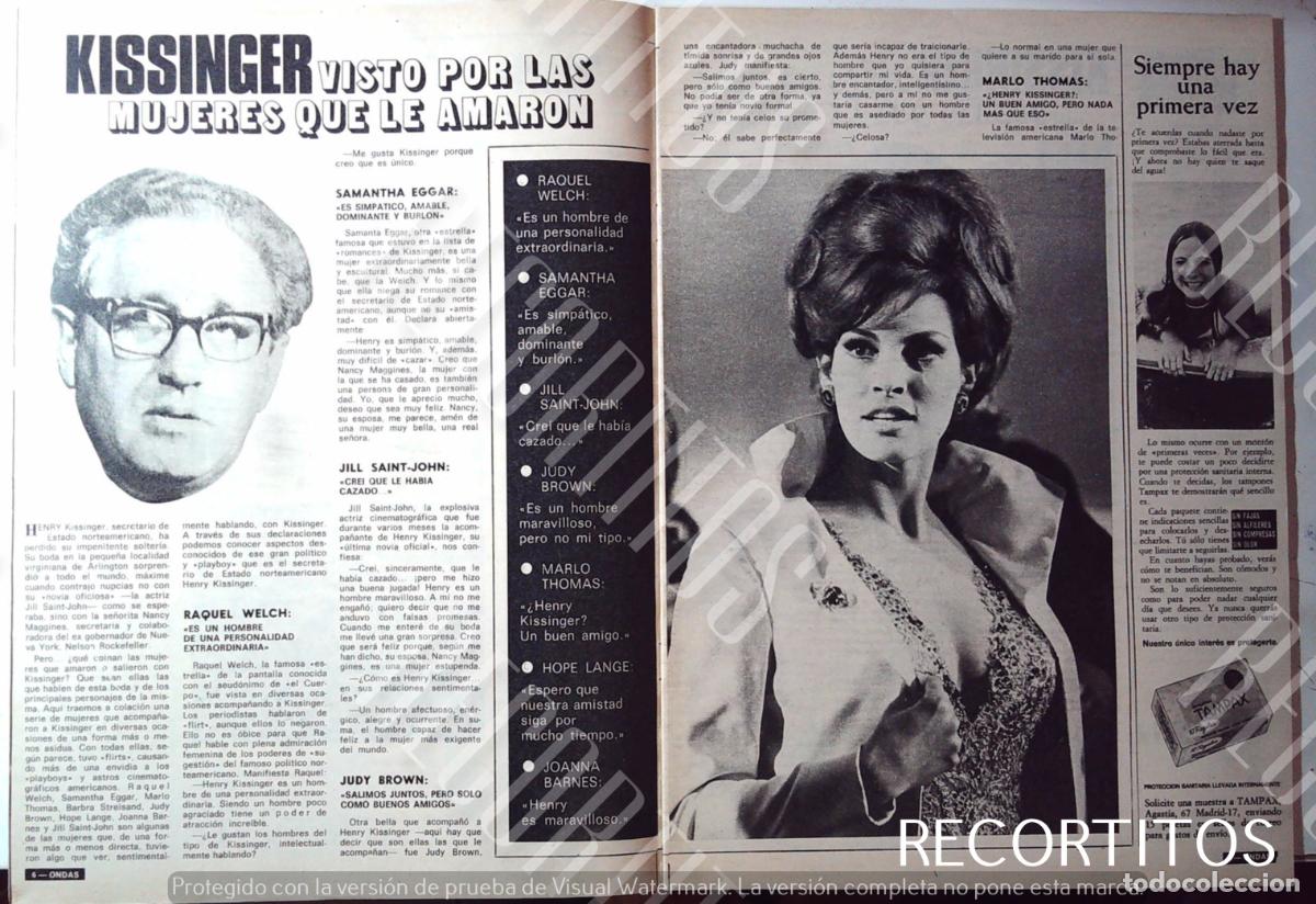 Cine: HENRY KISSINGER RAQUEL WELCH TAMPAX JOANNA BARNES SAAMTHA EGGAR