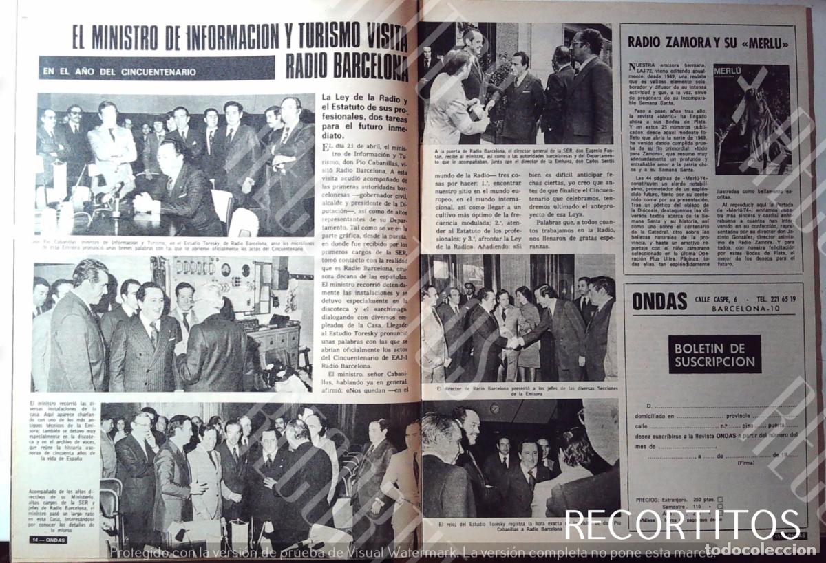 Cine: RADIO BARCELONA ZAMORA MINISTRO DE INFORMACION Y TURISMO PIO CABANILLAS