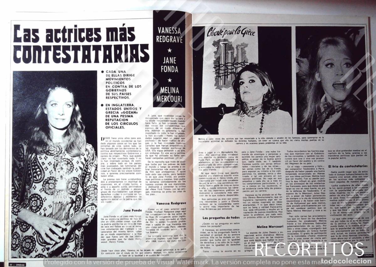 Cine: MELINA MERCOURI JANE FONDA VANESSA REDGRAVE CONTESTATARIAS