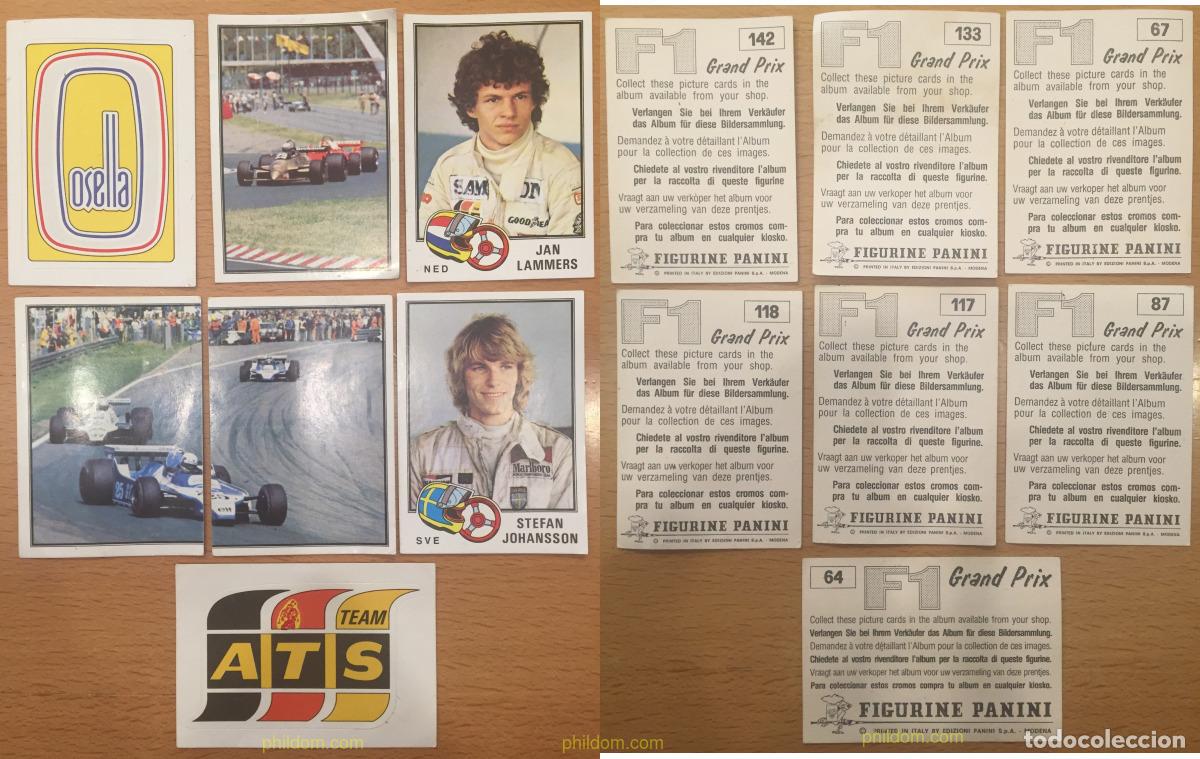 Cine: Cromos adhesivo Album Grand Prix F 1 Formula nunca pegados N&ordm; 64 - 67 - 87 - 117 - 118 - 133 - 142