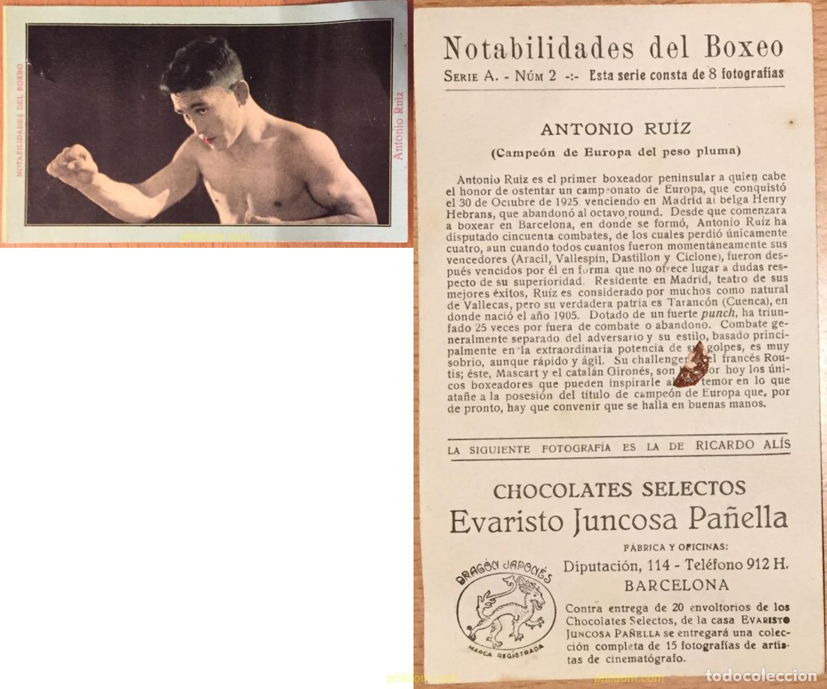 Cine: ANTONIO RUIZ NOTABILIDADES DEL BOXEO-NUM.2 CHOCOLATES JUNCOSA