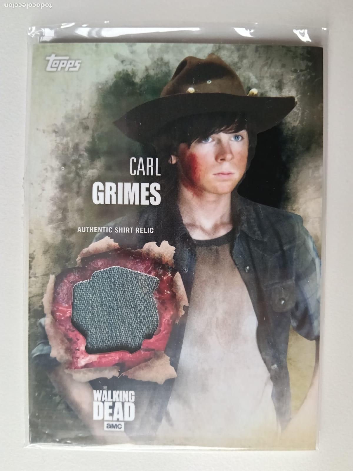 Cine: CARD RELIQUIA CAMISA CARL GRIMES - WALKING DEAD - 2016
