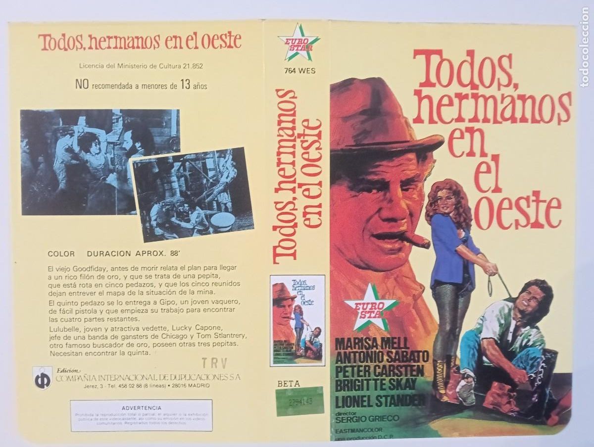 Cine: SUBASTA CARATULA - TODOS HERMANOS EN EL OESTE - EURO STAR BETA