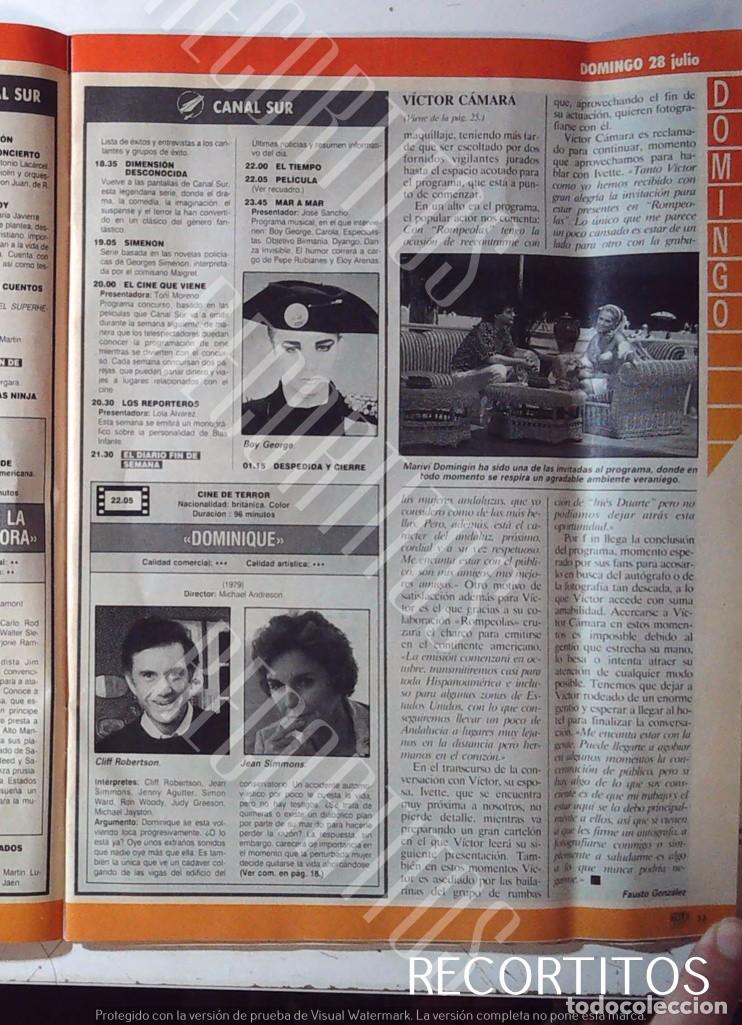 Cine: BOY GEORGE CULTURE CLUB VICTOR CAMARA TOPACIO JEAN SIMMONS CLIFF ROBERTSON DOMINIQUE
