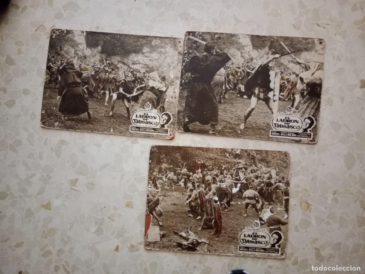 Cine: 3 FOTOGRAMAS CARTELERA CINE SOBRE CARTON - EL LADRON DE DAMASCO ( VER FOTOS)