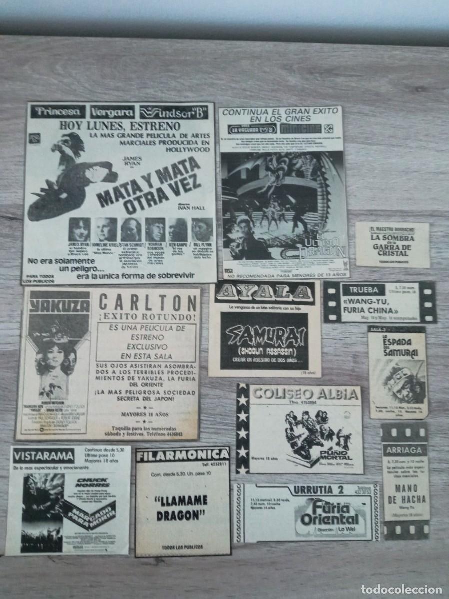 Cine: KUNG FU, KARATE,... 12 RECORTES DE PERIODICOS ANTIGUOS PUBLICIDAD DE PELICULAS