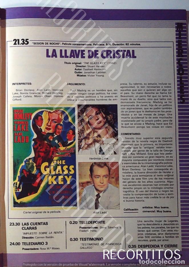 Cine: LA LLAVE DE CRISTAL VERONICA LAKE ALAN LADD EVA NASARRE