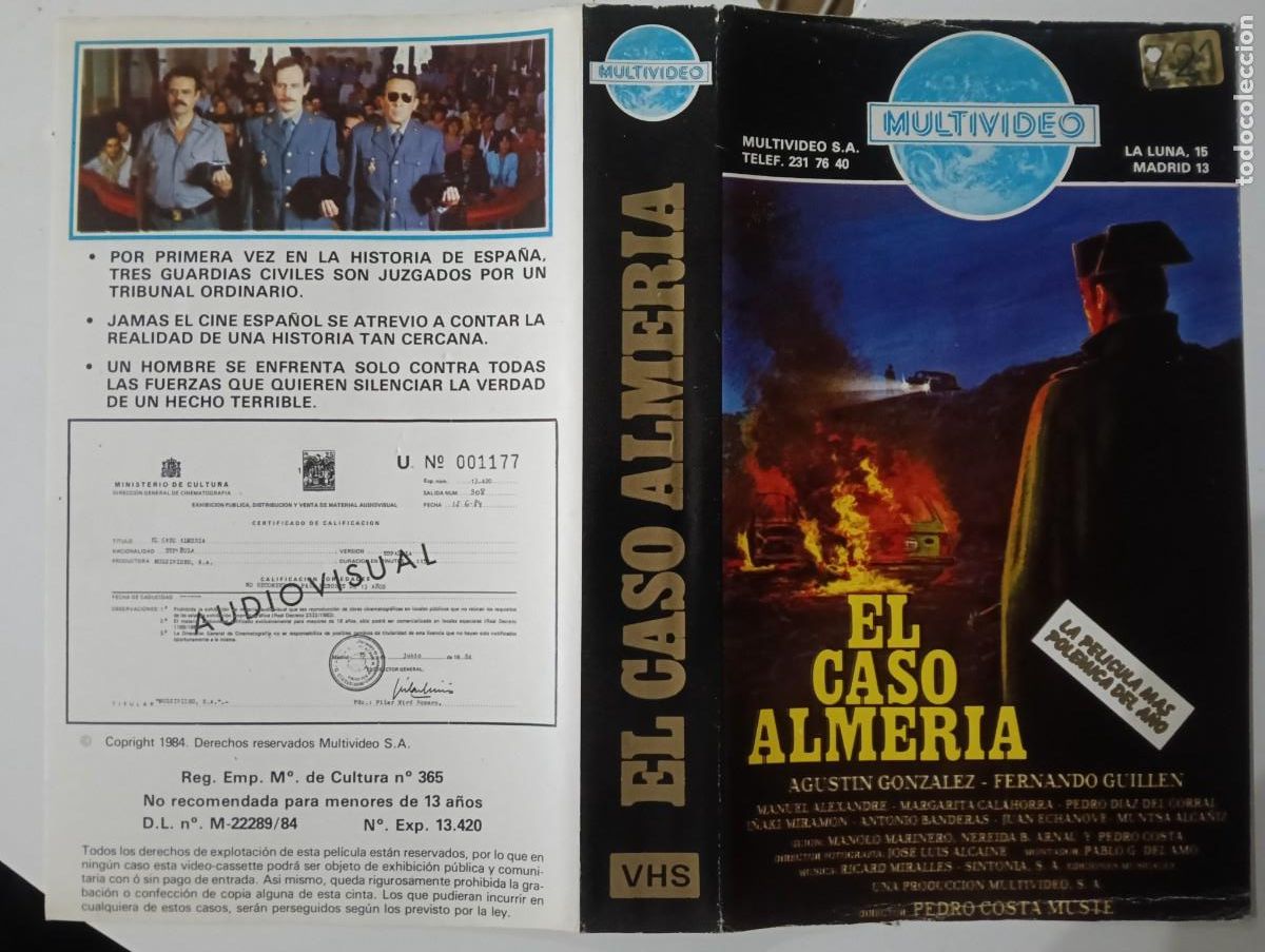 Cine: SUBASTA CARATULAS - EL CASO ALMERIA MULTIVIDEO VHS