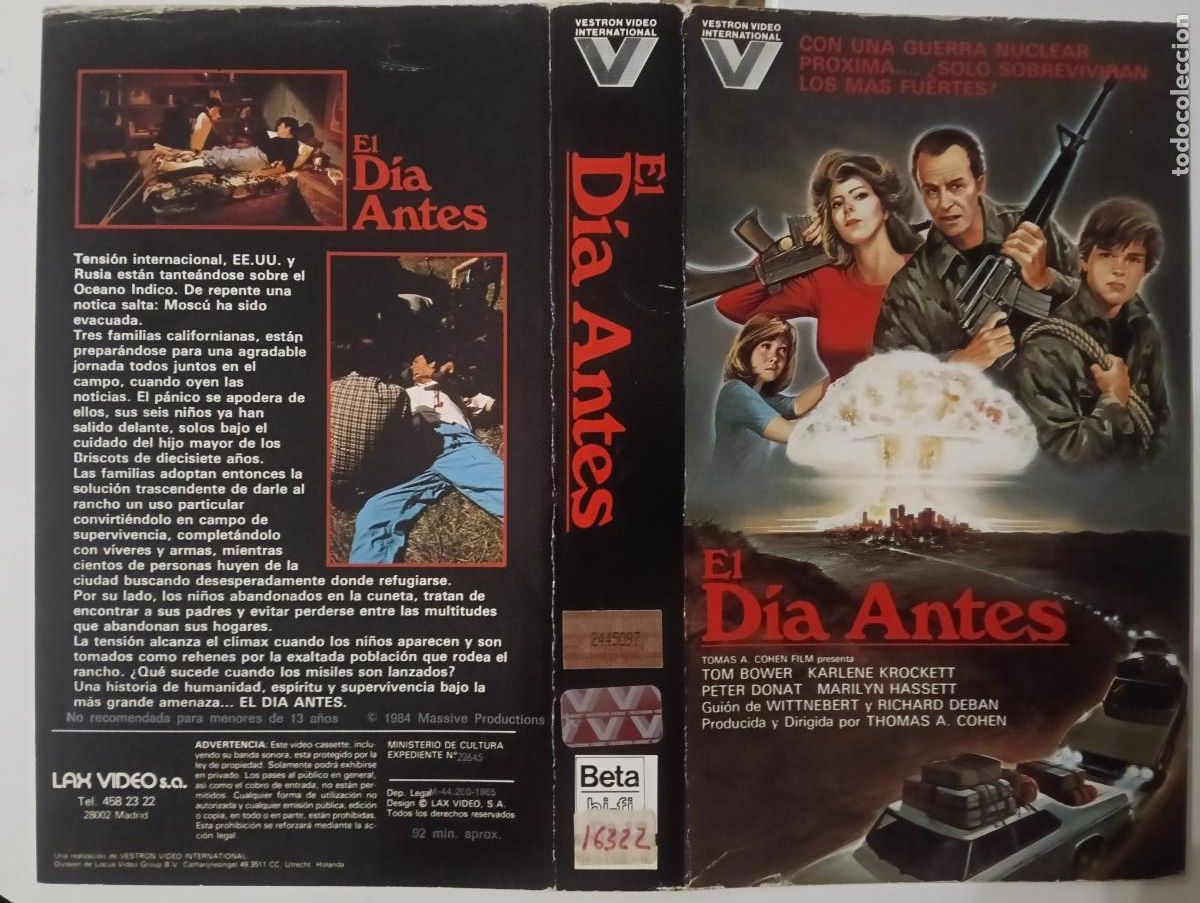 Cine: SUBASTA CARATULAS - EL DIA DE ANTES VESTRON BETA