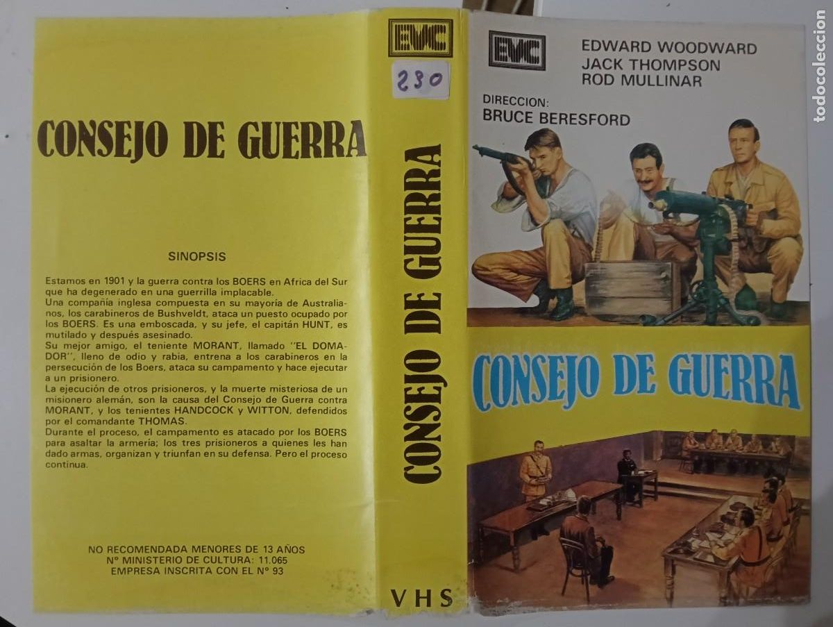 Cine: SUBASTA CARATULAS - CONSEJO DE GUERRA EVC VHS