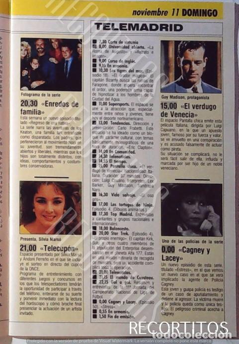 Cine: SILVIA MARSO EL TELECUPON ENREDOS DE FAMILIA MICHAEL J FOX GUY MADISON CAGNEY Y LACEY ROBERT STACK L