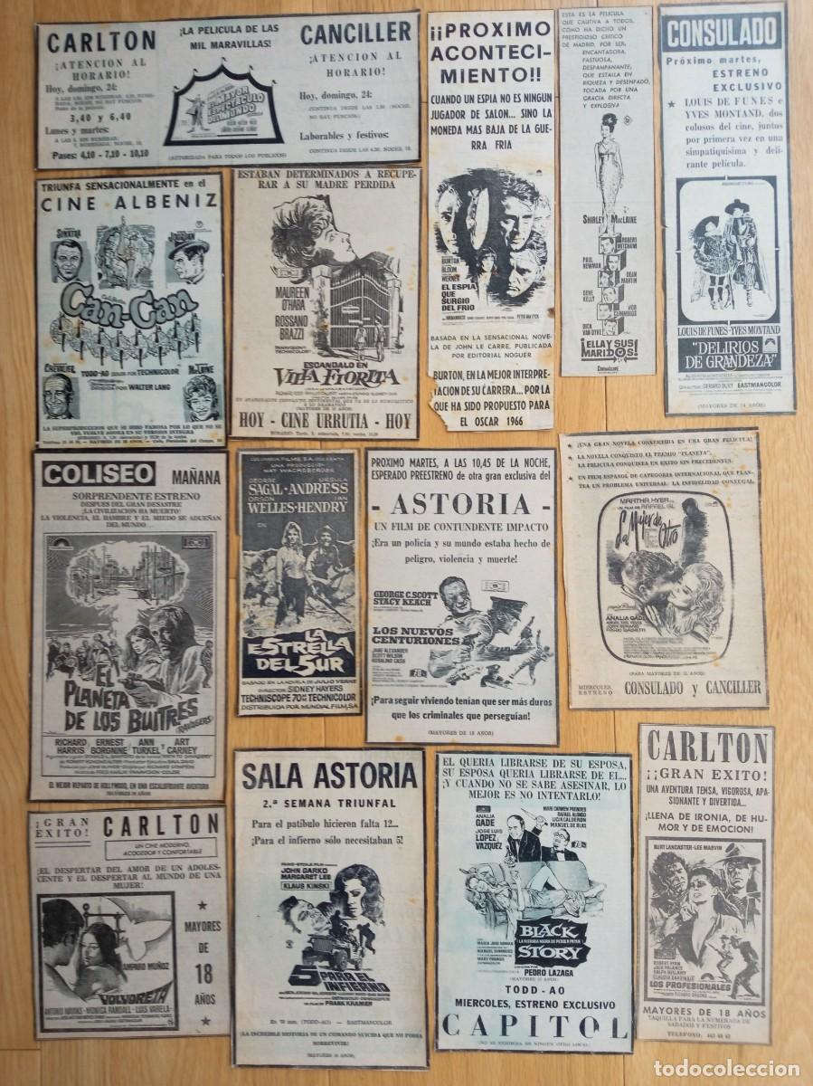 Cine: MAC, 14 RECORTES DE PERIODICOS ANTIGUOS DE ANUNCIOS DE PELICULAS DE ESTE ILUSTRADOR