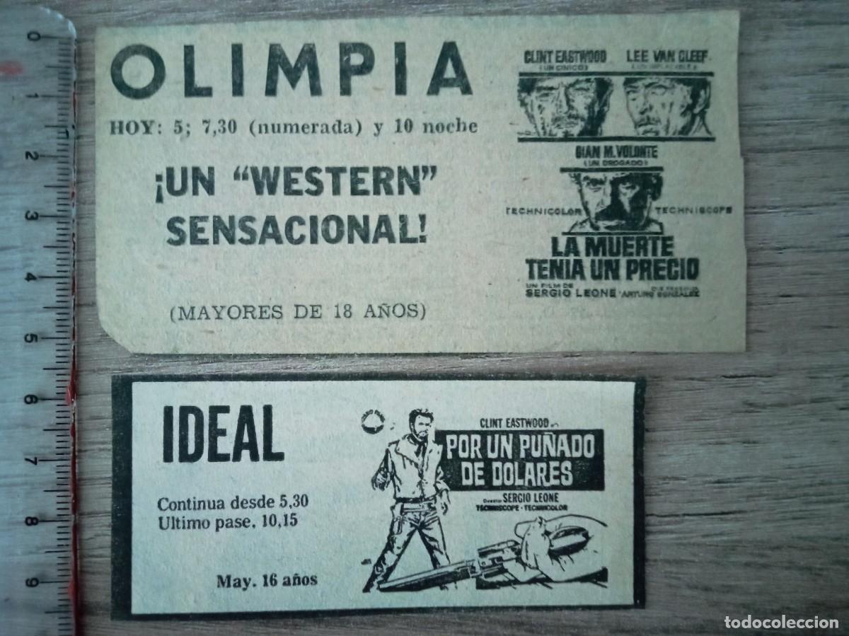 Cine: LA MUERTE TENIA UN PRECIO Y POR UN PU&Ntilde;ADO DE D&Oacute;LARES, CLINT EASTWOOD, PEQUE&Ntilde;OS RECORTES DE PERIODICO