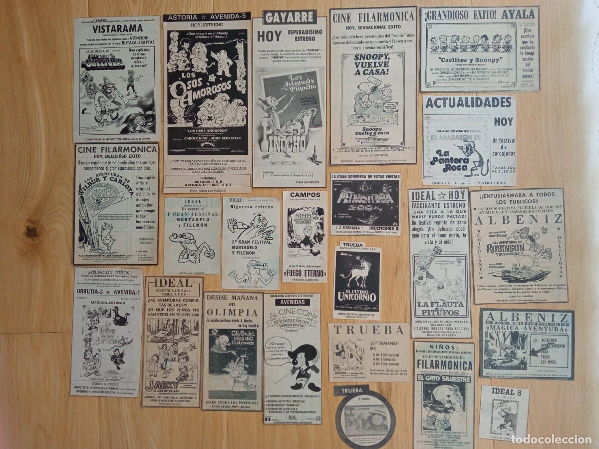 Cine: DIBUJOS ANIMADOS, 23 RECORTES DE PERIODICOS ANTIGUOS DE ANUNCIOS DE PELIS DE DIBUJOS ANIMADOS