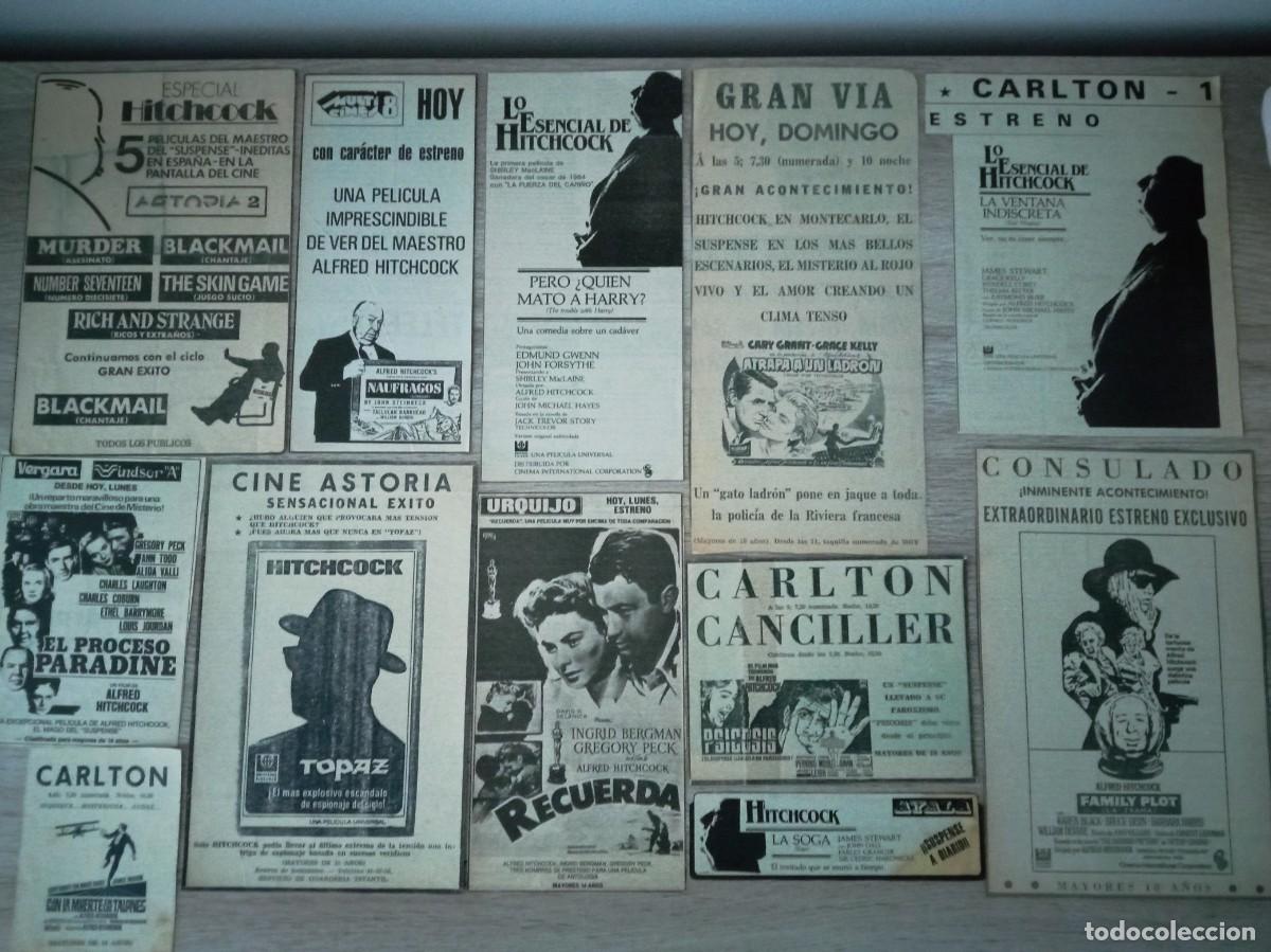 Cine: ALFRED HITCHCOCK, 12 RECORTES DE PERIODICOS ANTIGUOS DE ANUNCIOS DE PEICULAS DE HITCHCOCK