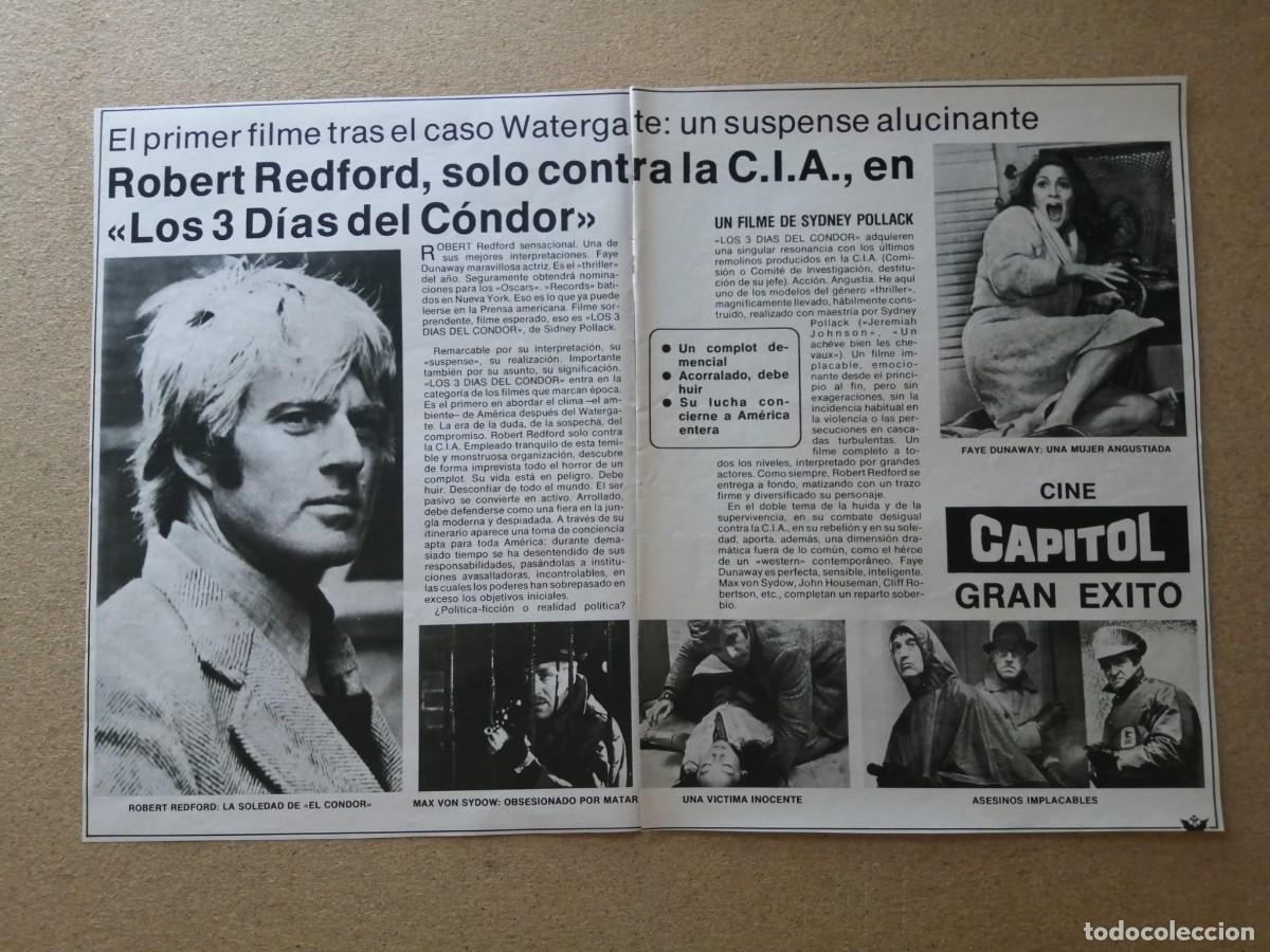 Cine: ANUNCIO CINE. LOS 3 DIAS DEL CONDOR (ROBERT REDFORD - FAYE DUNAWAY - MAX VON SYDOW )