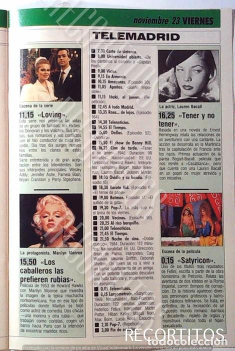 Cine: LOS CABALLEROS LAS PREFIEREN RUBIAS MARILYN MONROE LOVING SATYRICON LAUREN BACALL ROD STEIGER