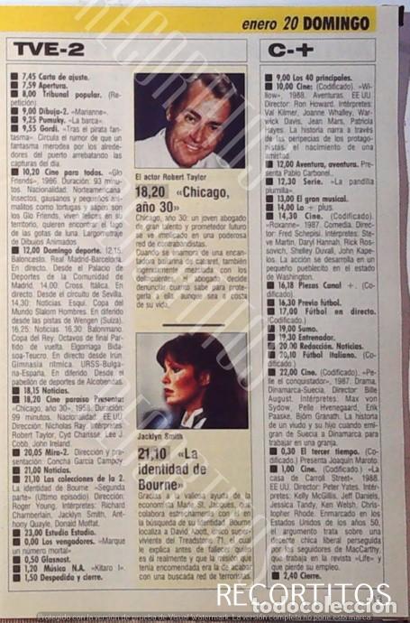 Cine: LA IDENTIDAD DE BOURNE JACLYN SMITH RAOBERT TAYLOR JOAN COLLINS ANGEL DE ANDRES