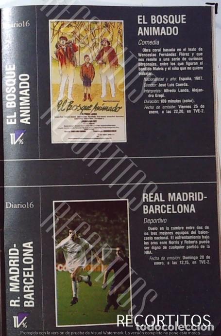 Cine: EL BOSQUE ANIMADO FERNANDO REY ALFREDO LANDA REAL MADRID BARCELONA 91 LOCOS POR LA TELE JACQUELINE