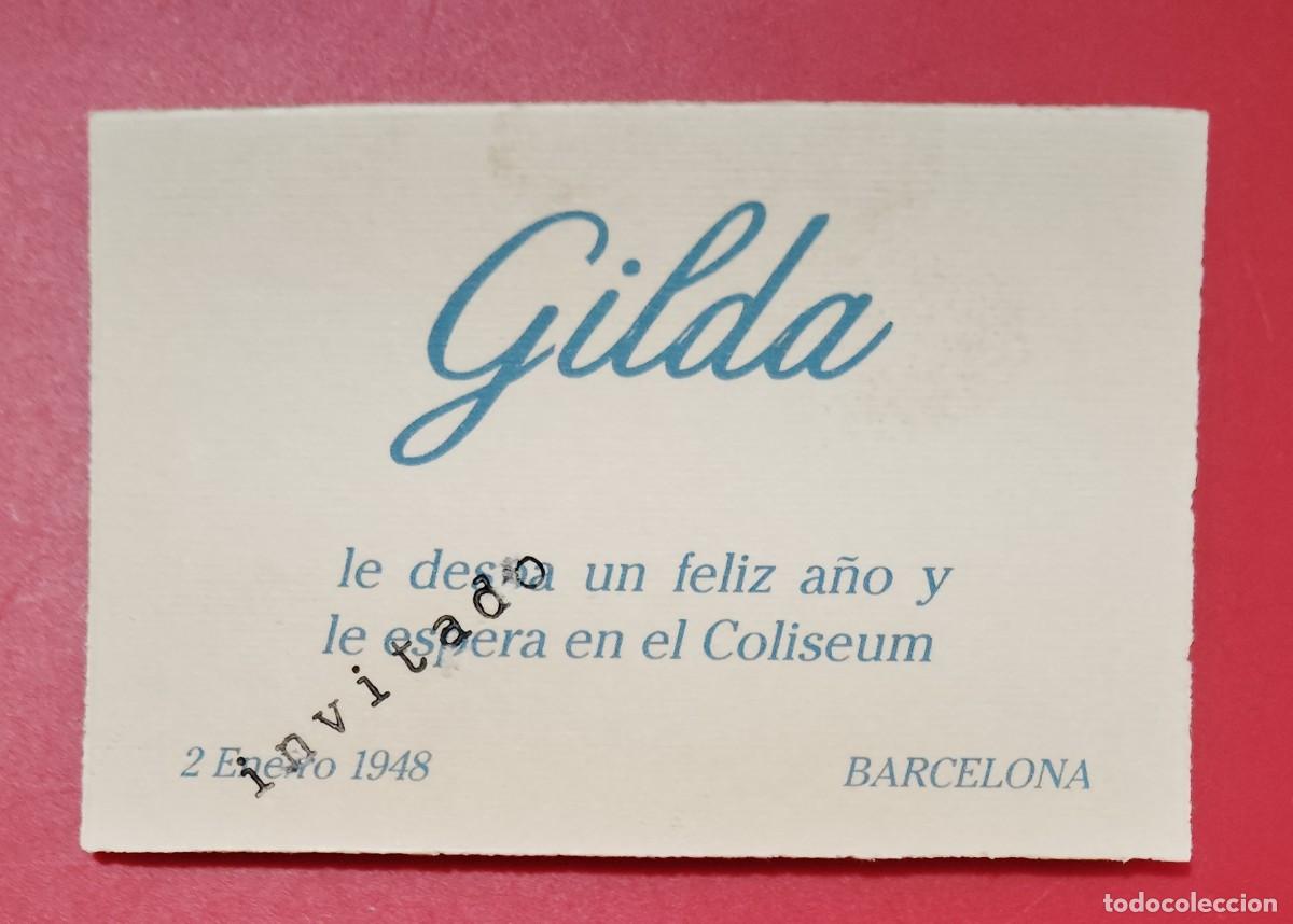 Cine: GILDA. ESTRENO CINE COLISEUM DE BARCELONA 1948..ENVIO CERTIFICADO INCLUIDO.