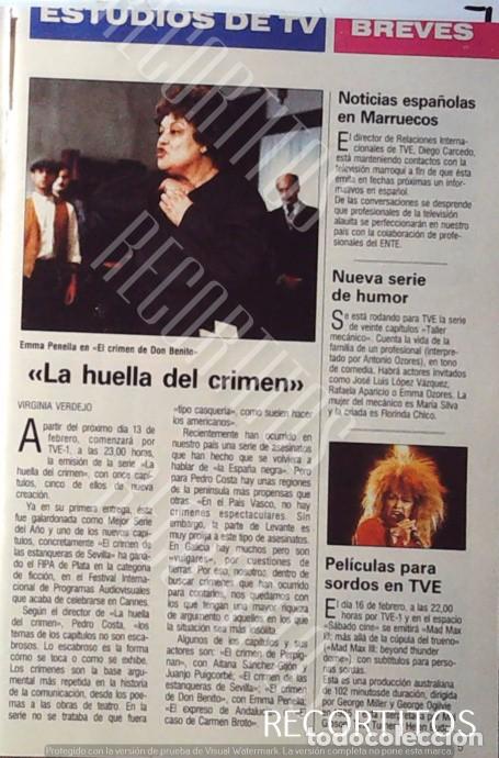 Cine: LA HUELLA DEL CRIMEN EMMA PENELLA TINA TURNER LAUREN BACALL POSEIDA ISABELLA ROSSELLINI RYAN ONEAL