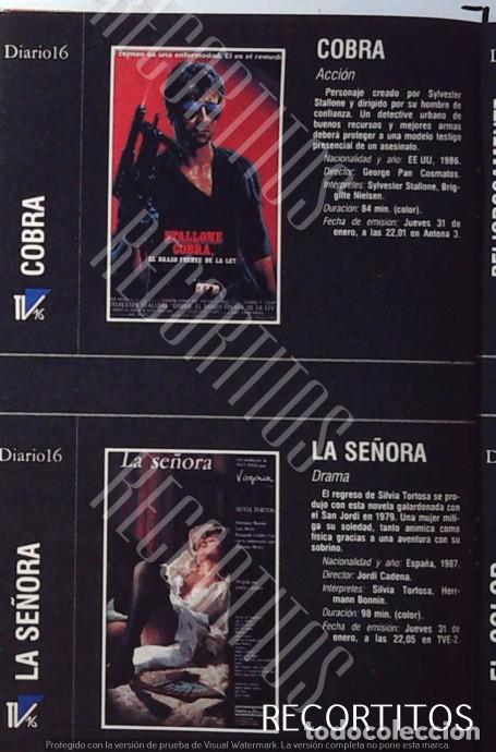 Cine: COBRA SYLVESTER STALLONE BRIGITTE NIELSEN LA SE&Ntilde;ORA SILVIA TORTOSA