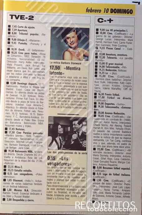 Cine: LOS VENGADORES DIANA RIGG PATRICK MACNEE BARBARA STANWYCK CHARLTON HESTON ESCANDALO EN LA MARINA